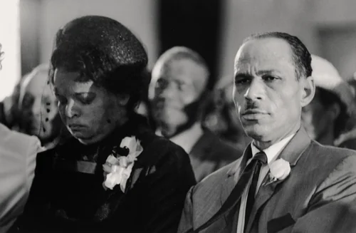 Mother, Myrtle Greene Burton, and Stepfather, Matt Burton, During the Funeral of Their Son James Earl Green, Jackson, Mississippi by Doris A. Derby, photograph, 1970