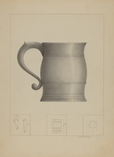 Pewter Mug by Sidney Liswood, index of american design, 1935-1942