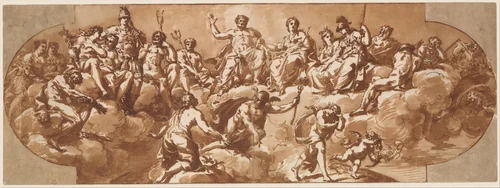 Council of the Gods by Giacomo Zoboli, drawing, 1690-1767