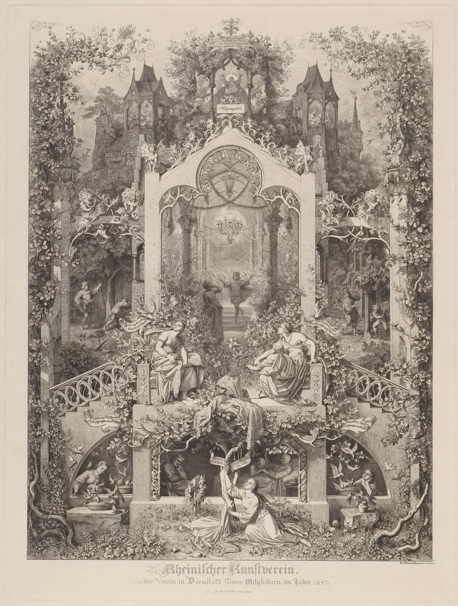 Aschenputtel (Cinderella) by Eugen Napoleon Neureuther, print, 1847