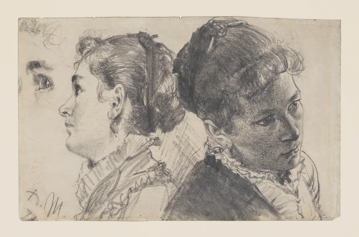 Studies of a Young Woman by Adolph Menzel, drawing, 1870-1879