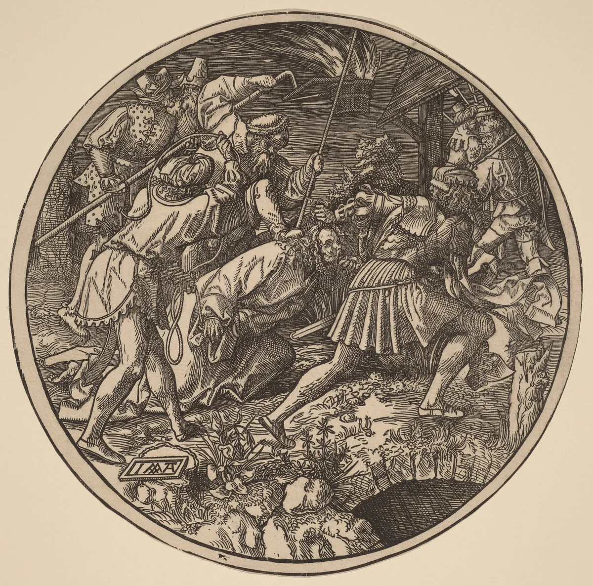 Christ Led Away After His Arrest by Jacob Cornelisz van Oostsanen, print, 1512