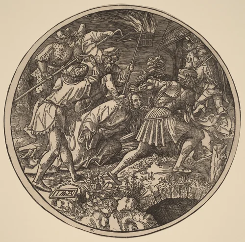 Christ Led Away After His Arrest by Jacob Cornelisz van Oostsanen, print, 1512
