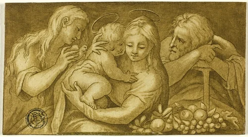 Holy Family with Mary Magdalene by Francesco Mazzola, drawing, 1780-1799