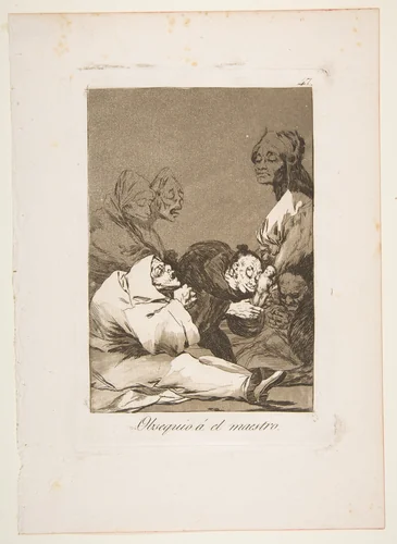 Plate 47 from "Los Caprichos": A gift for the master (Obsequio á el maestro) by Goya, print, 1799