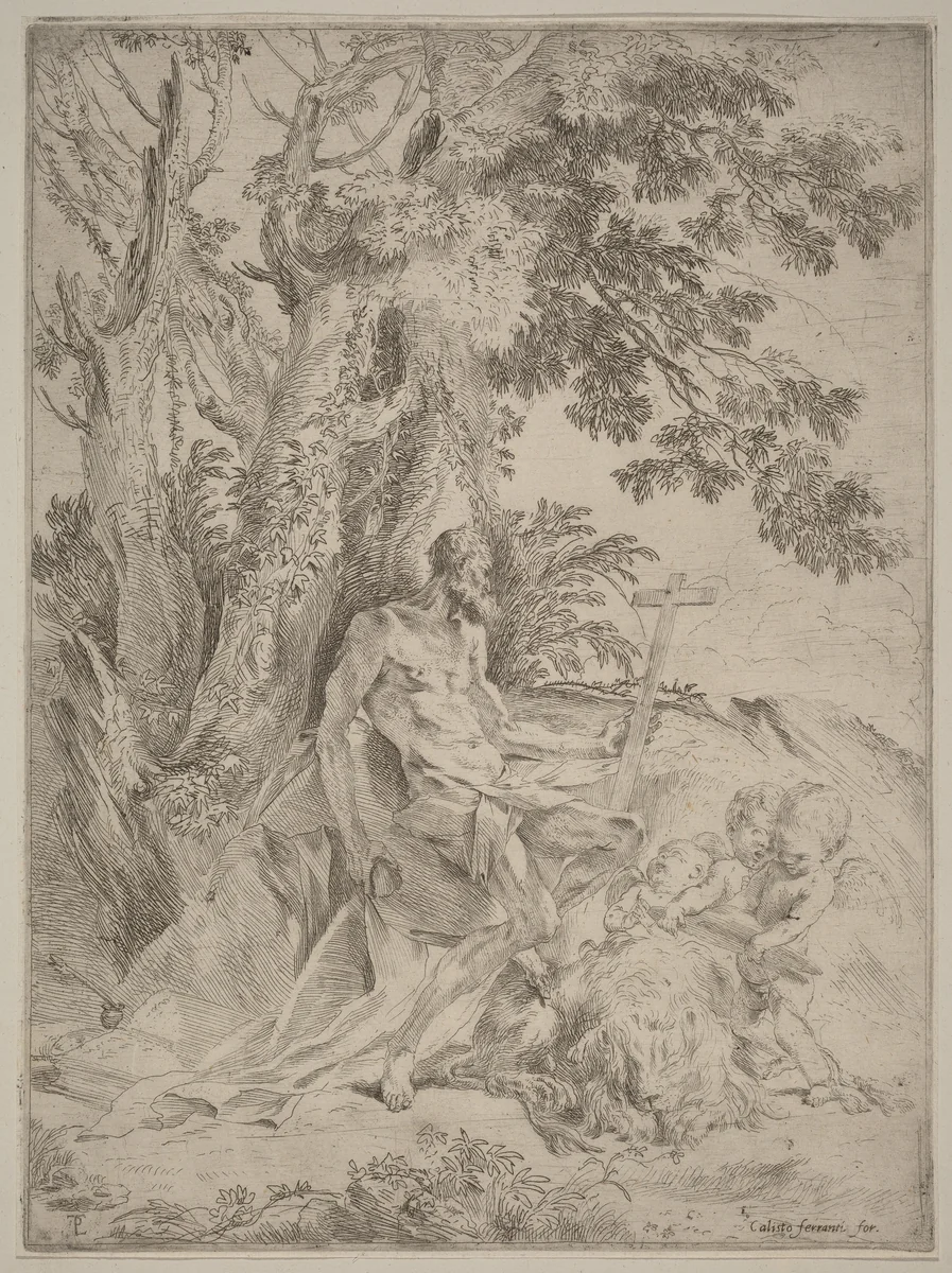 Saint Jerome by Pietro Testa, print, 1632-1633