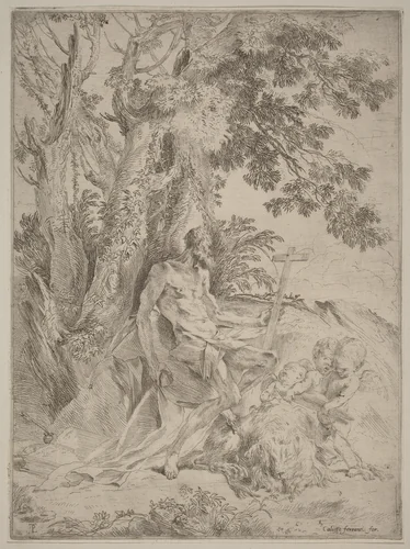 Saint Jerome by Pietro Testa, print, 1632-1633