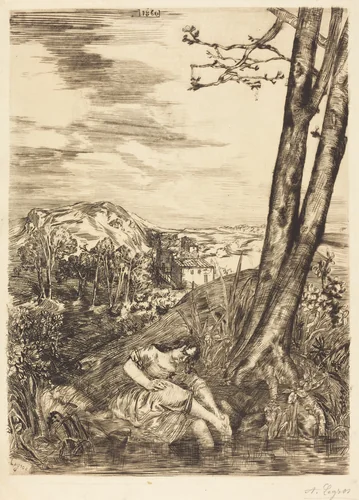 Peasant Washing Her Feet (Paysanne se lavant les pieds) by Alphonse Legros, print, 1860