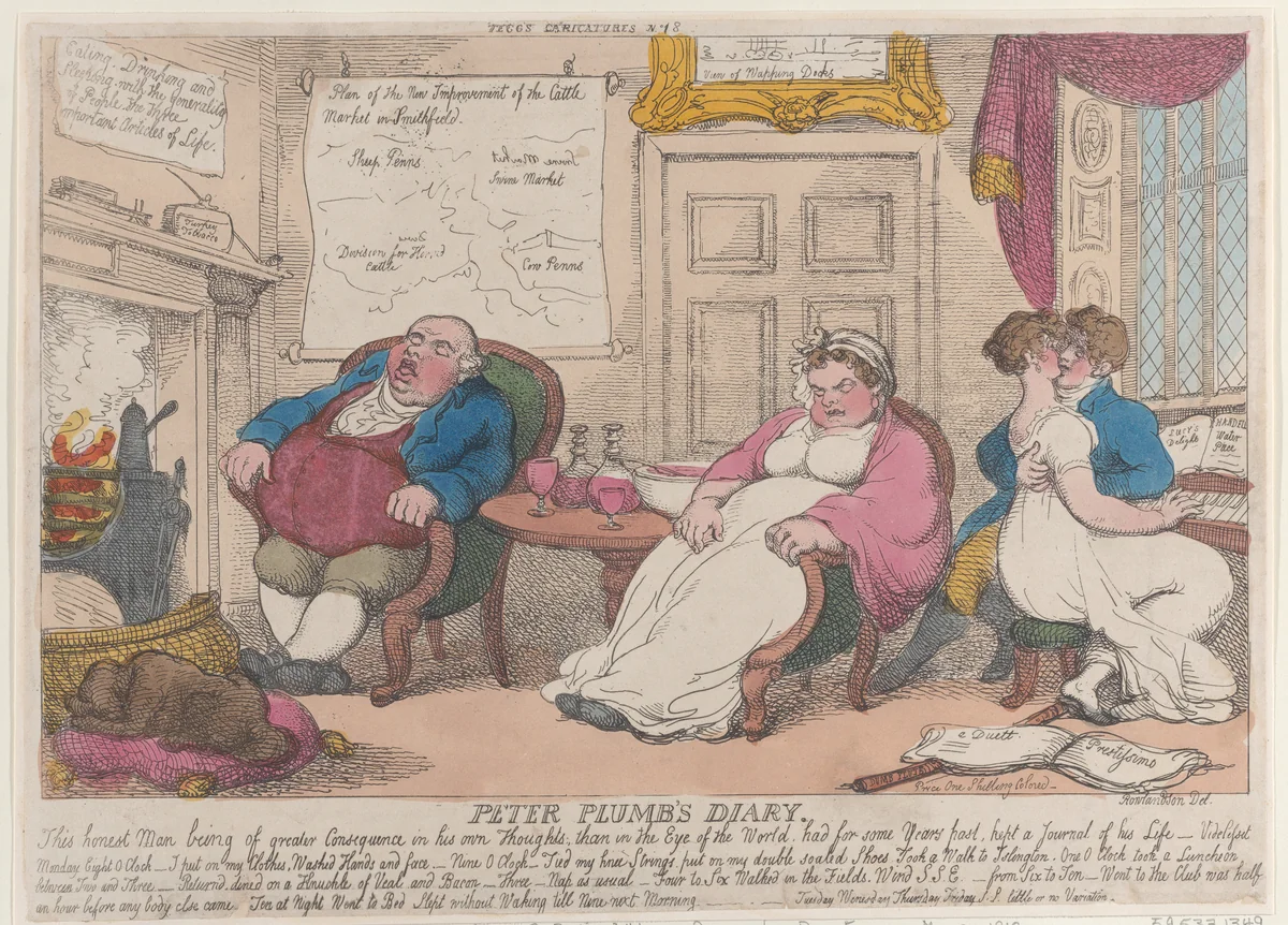 Peter Plumb's Diary by Thomas Rowlandson, print, 1810