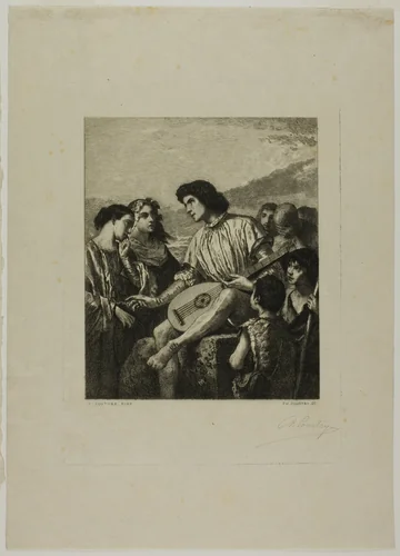 The Minstrel by Charles Jean Louis Courtry, print, 1873