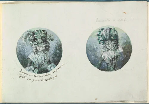 Two Costume Designs or Portrait Types by anonymous, other, 1785-1790