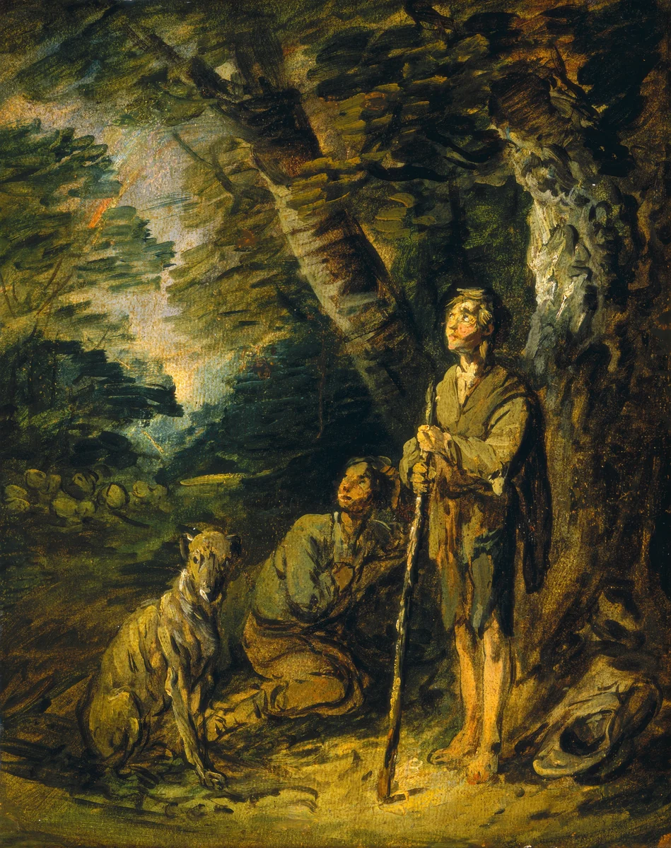 Shepherd Boys and Dog Sheltering from a Storm by Thomas Barker, painting, 1789-1790