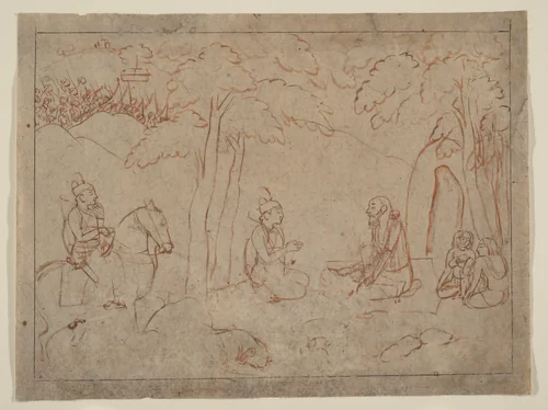 Rama and Lakshmana Visit the Hermitage of an Ascetic by Nainsukh, painting, 1775-1780