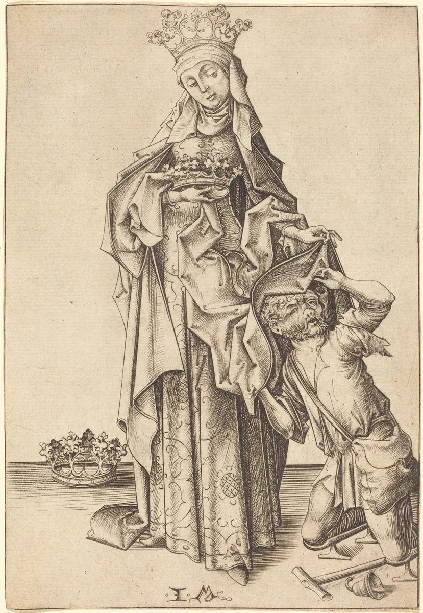 Saint Elizabeth of Thuringia by Israhel van Meckenem, print, 1475-1480