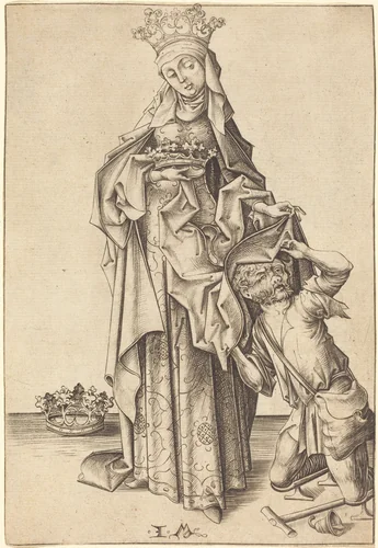 Saint Elizabeth of Thuringia by Israhel van Meckenem, print, 1475-1480