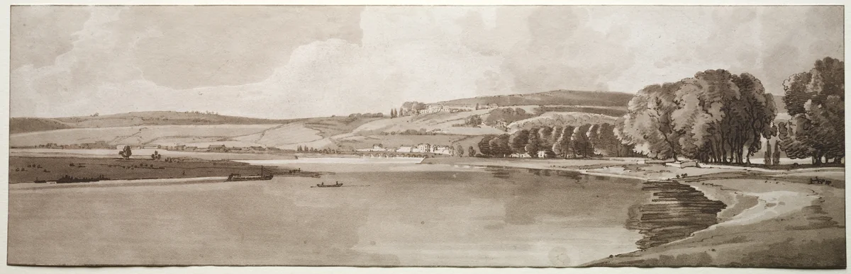 A Selection of Twenty of the Most Picturesque Views in Paris: View of Belle Vue & Pont de Sêve by Thomas Girtin, print, 1802