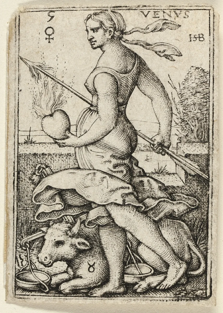 Venus, plate five from The Seven Planets with the Zodiacs by Sebald Beham, print, 1520-1550