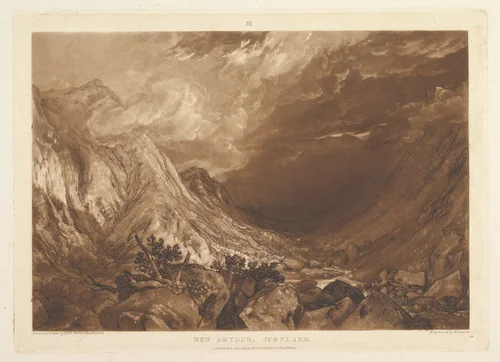 Ben Arthur, Scotland (Liber Studiorum, part XIV, plate 69) by Joseph Turner, print, 1819