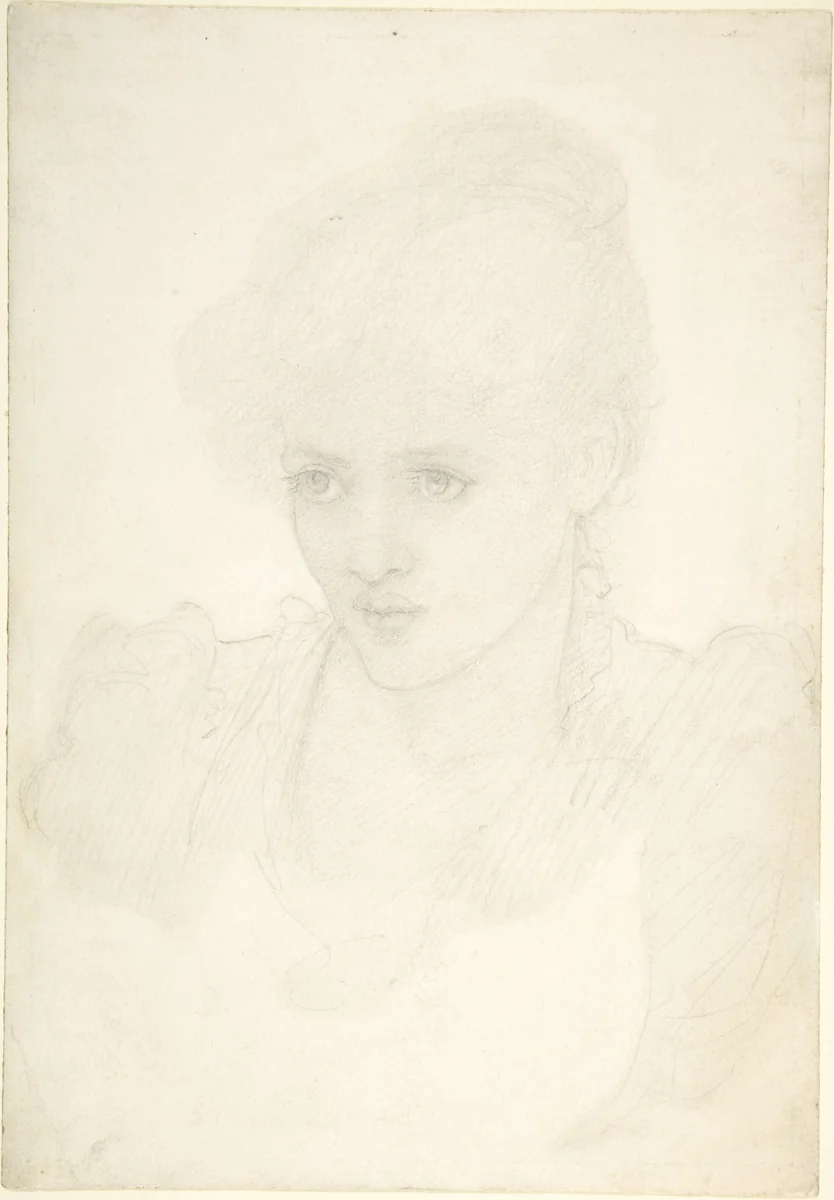 Portrait of a young girl by Sir Edward Burne-Jones, drawing, 1865-1880