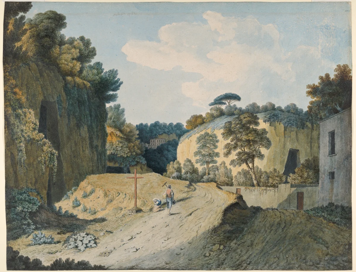 A Road in a Gorge near Naples by Thomas Jones, drawing, 1782