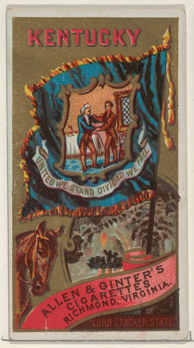 Kentucky, from Flags of the States and Territories (N11) for Allen & Ginter Cigarettes Brands by Allen & Ginter, print, 1888
