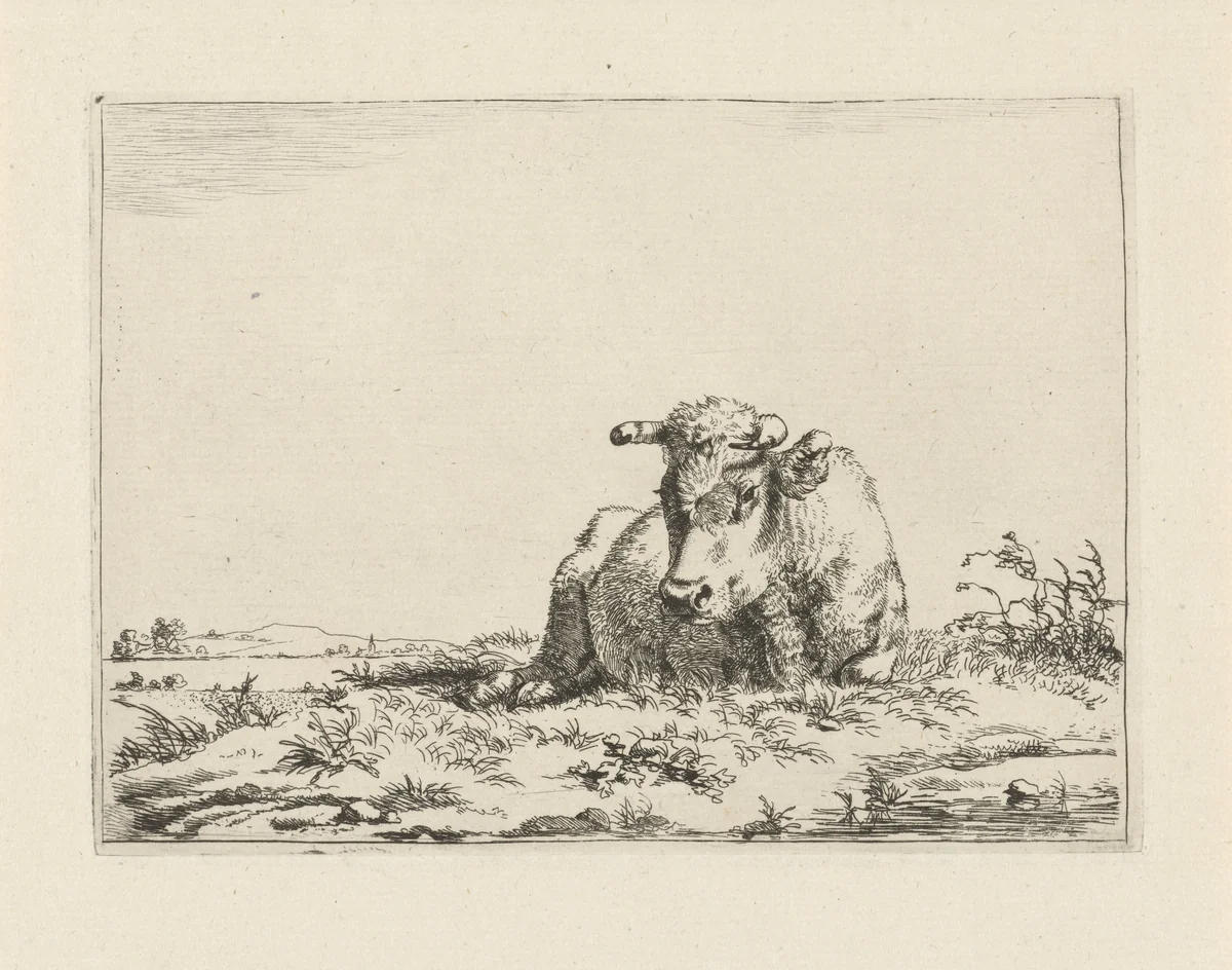 Liggende koe by Pieter Gerardus van Os, print, 1798