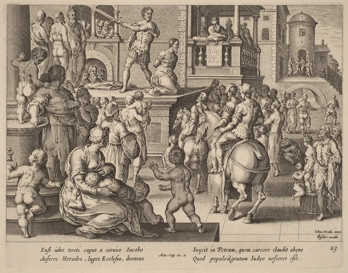 Beheading of Saint James by Philip Galle, print, 1537-1612