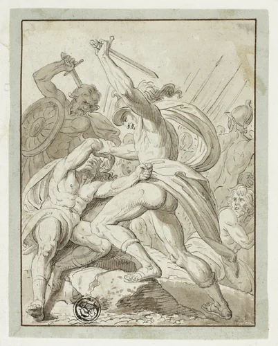Classical Combat by Felix Meyer, drawing, 1668-1713