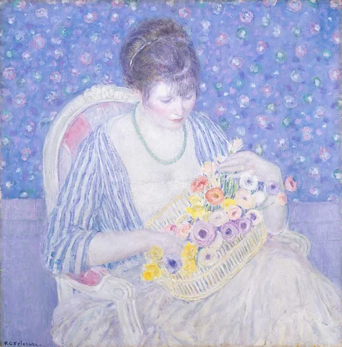 The Basket of Flowers by Frederick Carl Frieseke, painting, 1913-1917