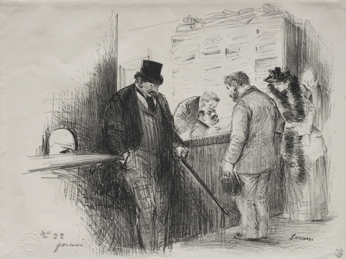 Chez l'Huissier by Jean-Louis Forain, print, 1908