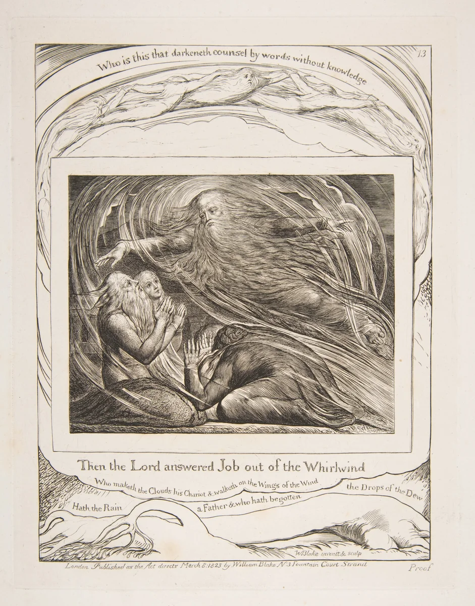 The Lord Answering Job out of the Whirlwind by William Blake, print, 1825-1826