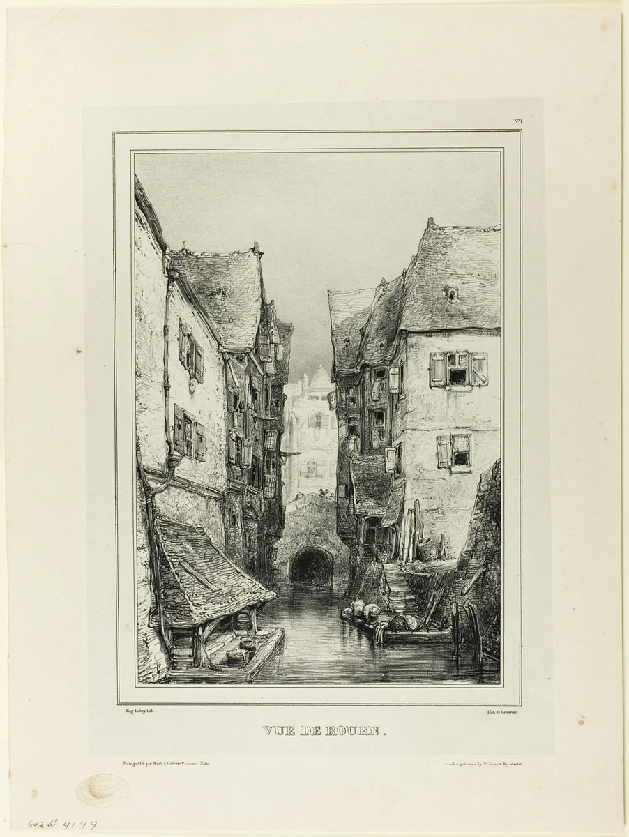 View of Rouen by Eugène Isabey, print, 1832