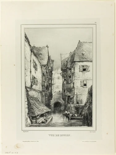 View of Rouen by Eugène Isabey, print, 1832