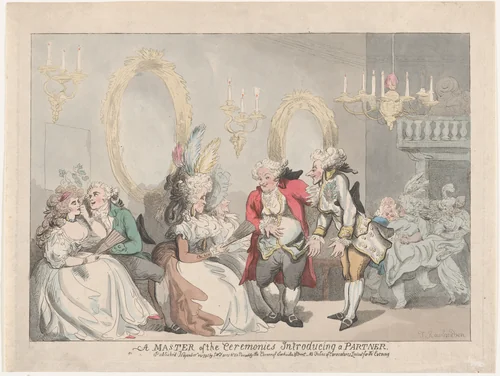 A Master of the Ceremonies Introducing a Partner by Thomas Rowlandson, print, 1795