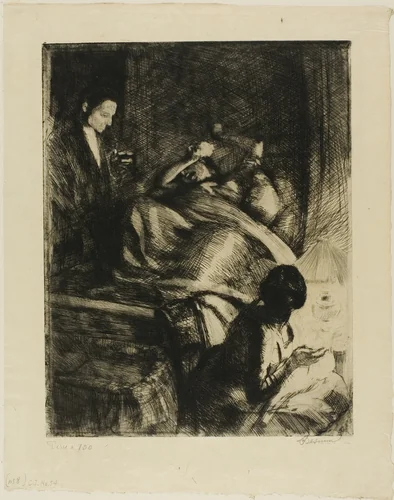 Delivery, plate three from Woman by Albert Besnard, print, 1886