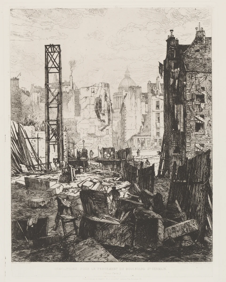 Demolition for the Opening of Boulevard St. Germain by Maxime Lalanne, print, 1862