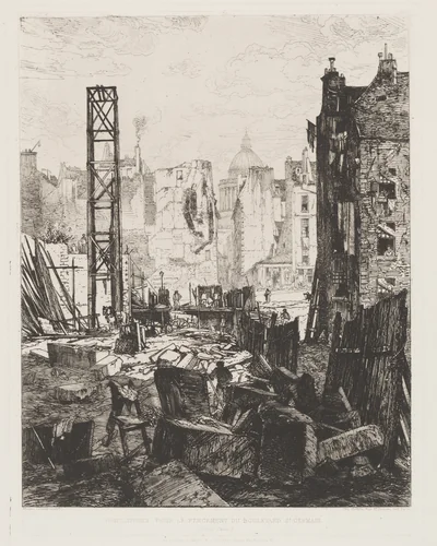 Demolition for the Opening of Boulevard St. Germain by Maxime Lalanne, print, 1862