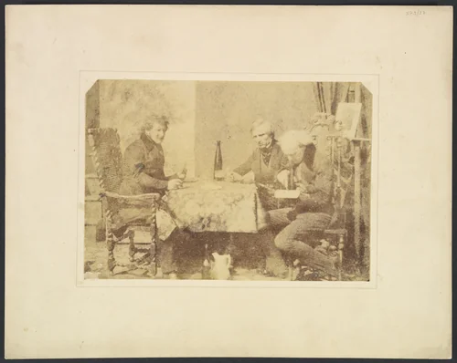 Group of Gentlemen Conversing over a Glass of Wine by William Henry Fox Talbot, photograph, 1846