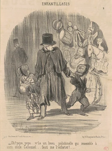 Oh! Papa, papa ...v'la un beau ... by Honoré Daumier, print, 1851