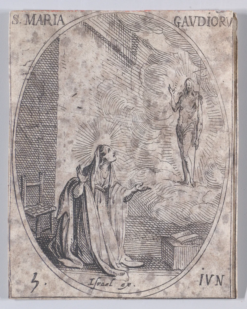 Ste. Marie des Joies (St. Mary of the Joys), June 5th, from "Les Images De Tous Les Saincts et Saintes de L'Année" (Images of All of the Saints and Religious Events of the Year) by Jacques Callot, print, 1636