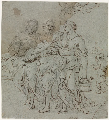 Lot and His Daughters (recto) by Pietro da Cortona, drawing, 1600-1699