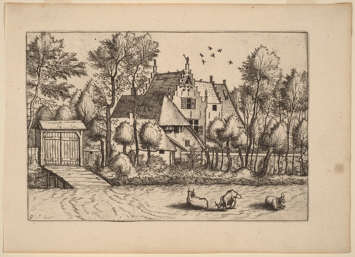 Country House with a Ditch by Johannes van Doetechum; Lucas van Doetechum; Master of the Small Landscapes, print, 1676