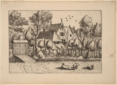 Country House with a Ditch by Johannes van Doetechum; Lucas van Doetechum; Master of the Small Landscapes, print, 1676