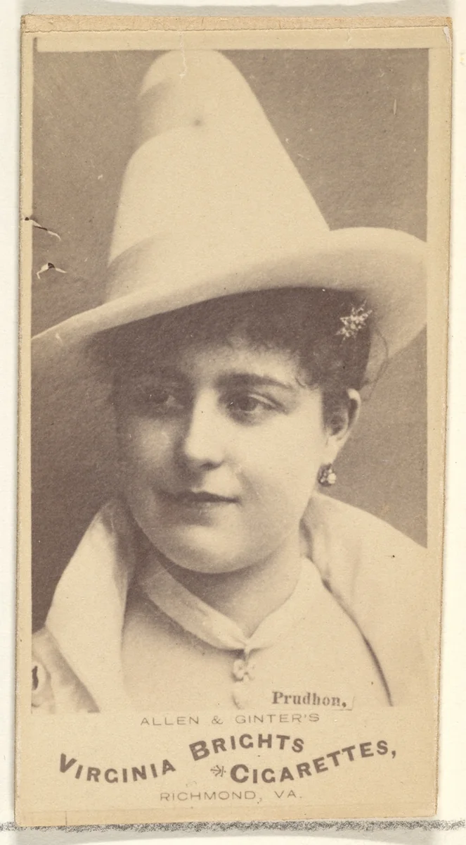 Prudhon, from the Actors and Actresses series (N45, Type 1) for Virginia Brights Cigarettes by Allen & Ginter, photograph, 1885-1891
