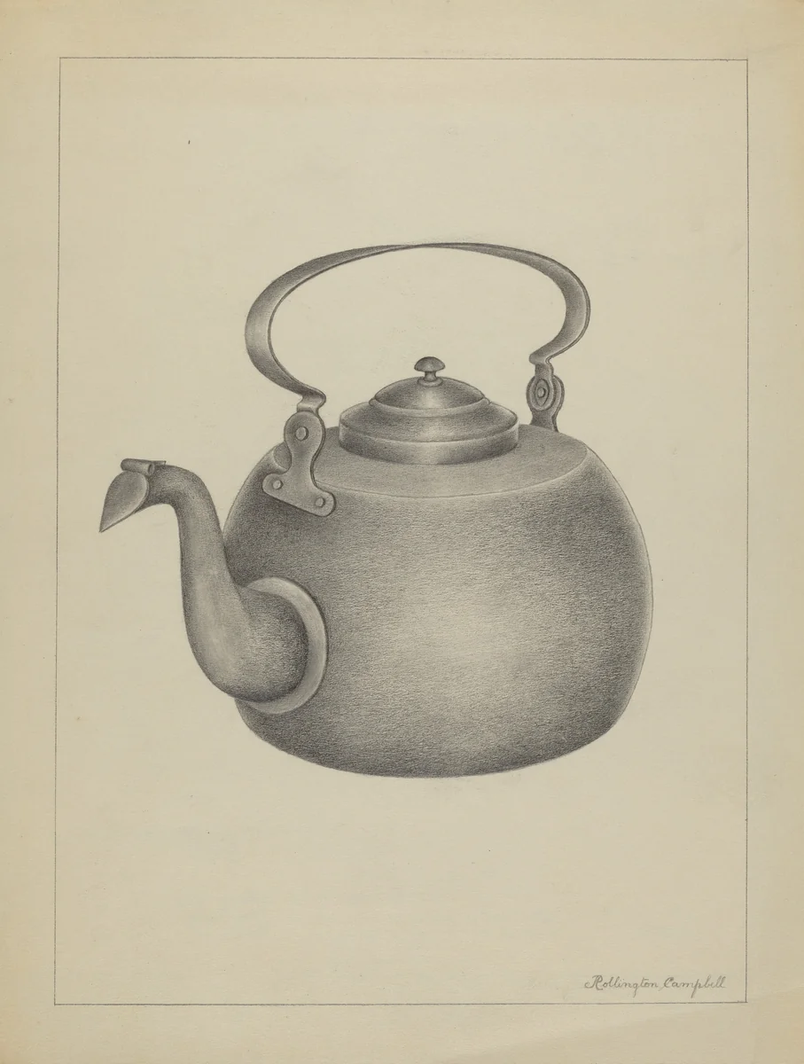 Kettle by Rollington Campbell, index of american design, 1935-1942