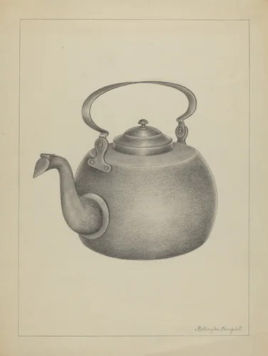 Kettle by Rollington Campbell, index of american design, 1935-1942