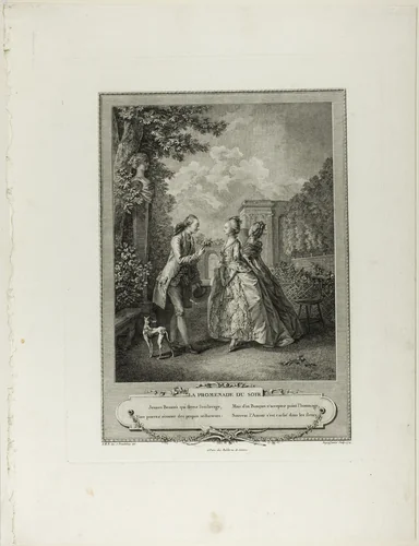 Evening Walk, from Monument du Costume Physique et Moral de la fin du Dix-huitième siècle by François Robert Ingouf, print, 1774