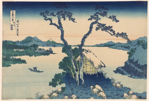 Lake Suwa in Shinano Province (Shinshu Suwako), from the series "Thirty-six Views of Mount Fuji (Fugaku sanjurokkei)" by Katsushika Hokusai (葛飾 北斎), print, 1825-1838