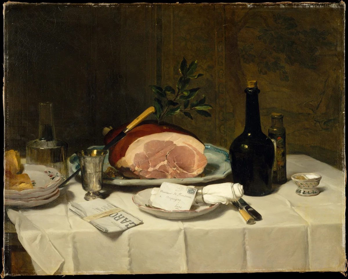 Still Life with Ham by Philippe Rousseau, painting, 1870-1879