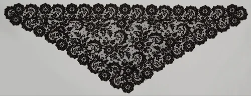 Mantille van zwarte machinale kant met bladvoluten by anonymous, textile, 1900-1924